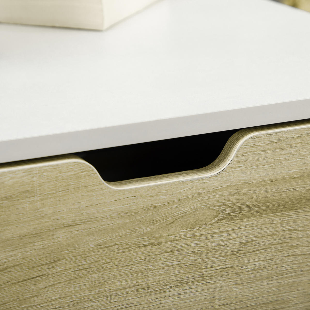 COUCHTISCH DE-15742 mit 2 Schubladen & Glasablage Weiß - Weiß, Holzwerkstoff (106/58/39cm) - ComfortXL