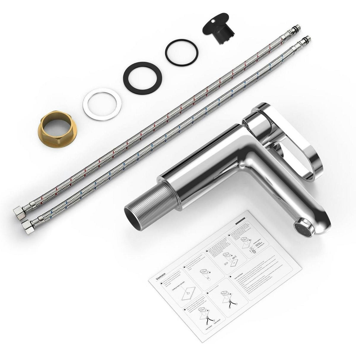 WASCHTISCHARMATUR Einhebelmischer Chrom Wassersparend 83 mm Auslaufhöhe - Silberfarben, Metall (11.2/14.7/16.5cm)