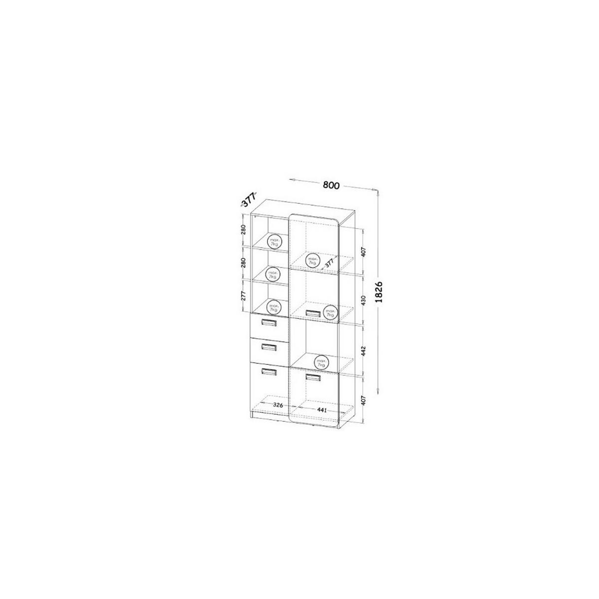 DREHTÜRENSCHRANK MANTI 80/182,6/37,7cm 3-türig Weiß - Eichefarben/Weiß, Holzwerkstoff (80/182.6/37.7cm) - MASSENO