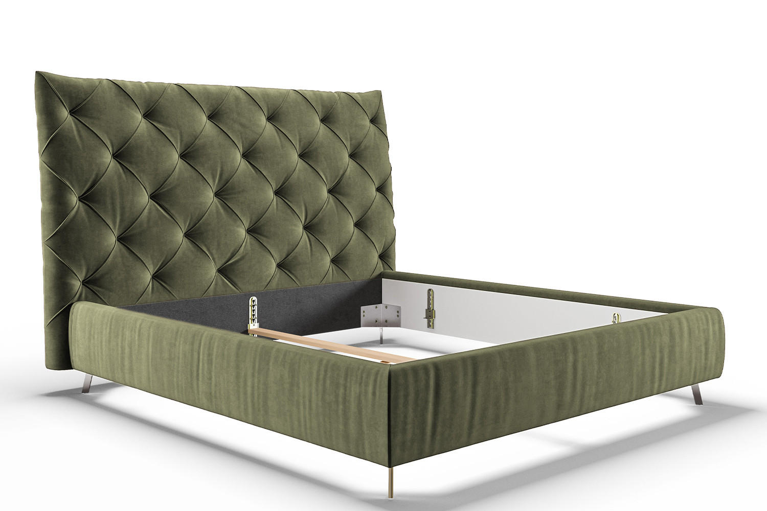 POLSTERBETT ANNY Grün Massivholz - Grün, Textil (160/200cm) - KAWOLA