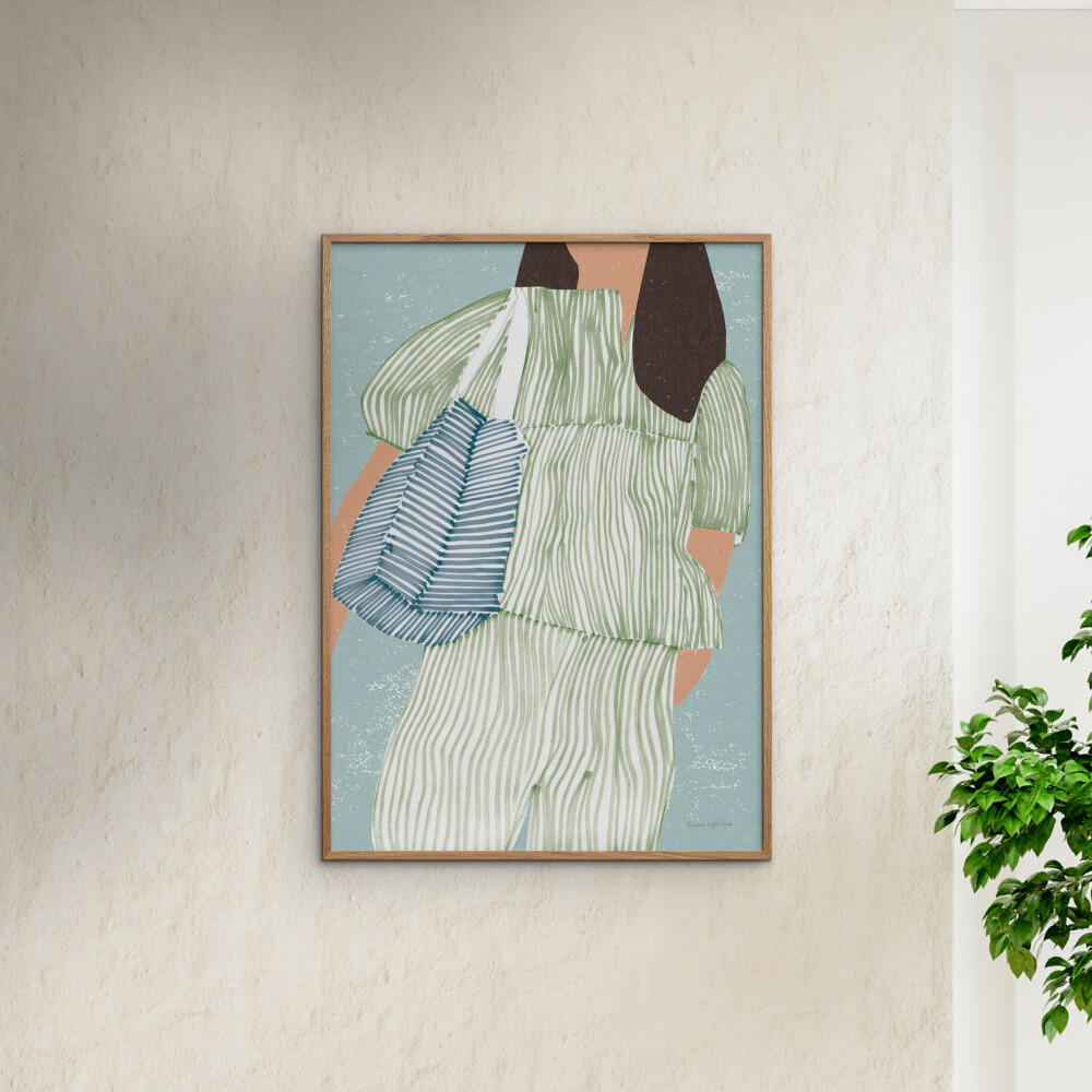 POSTER mit Rahmen Wild Apple - Striped ll - Eichefarben/Grün, Holz/Papier (70/100cm) - Poster&Frame