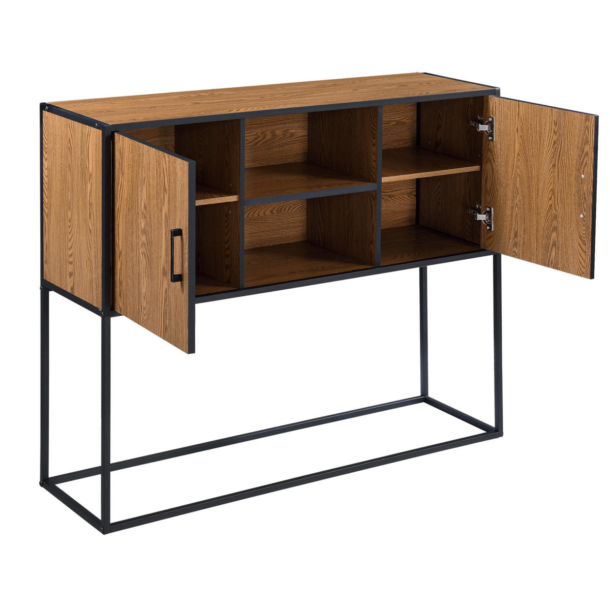 SIDEBOARD Motala - Dunkelbraun/Schwarz, Holzwerkstoff/Metall (108.5/90/30cm) - [en.casa]