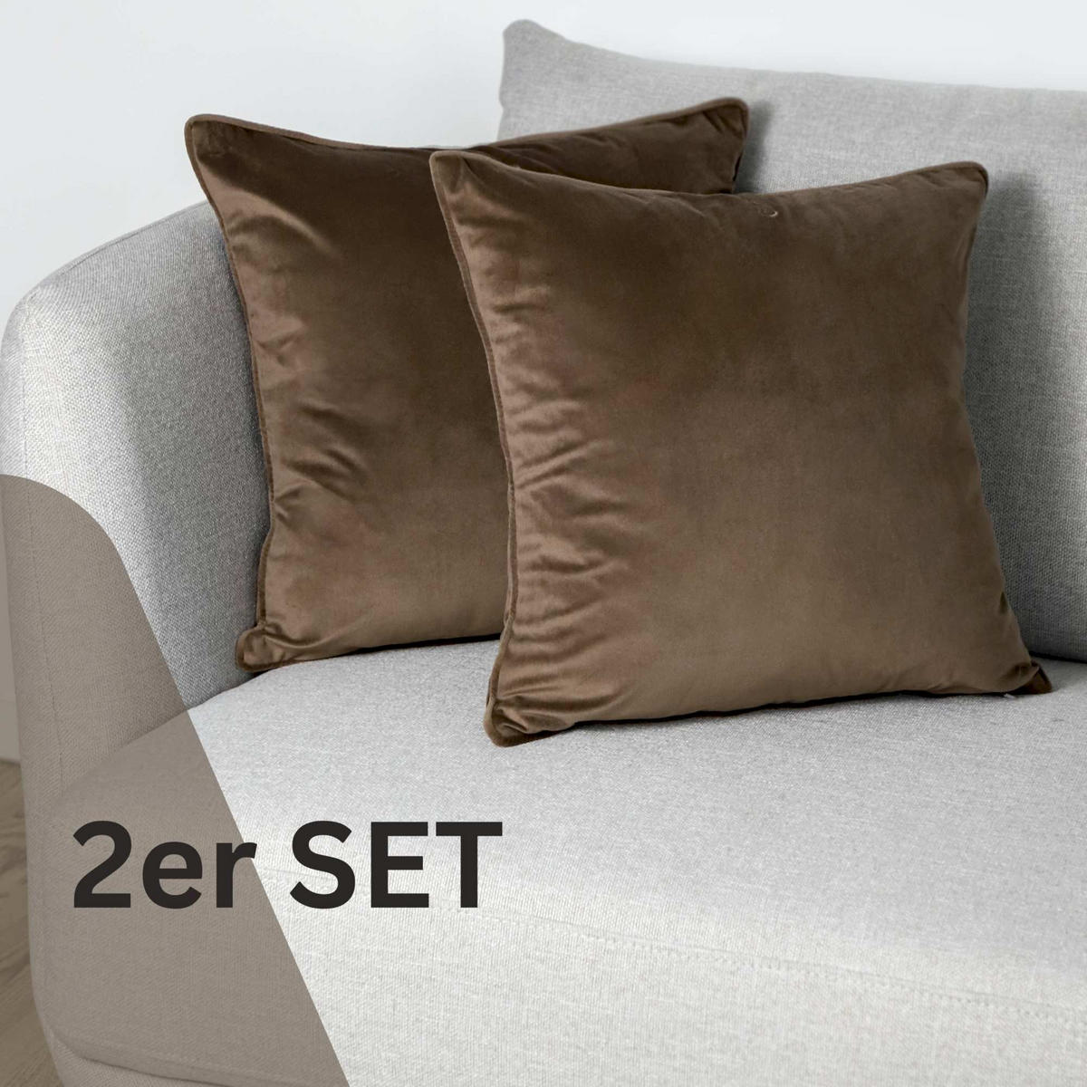 ZIERKISSENHÜLLE VELVET SIGNATURE - Braun, Textil (45/45cm) - Tom Tailor