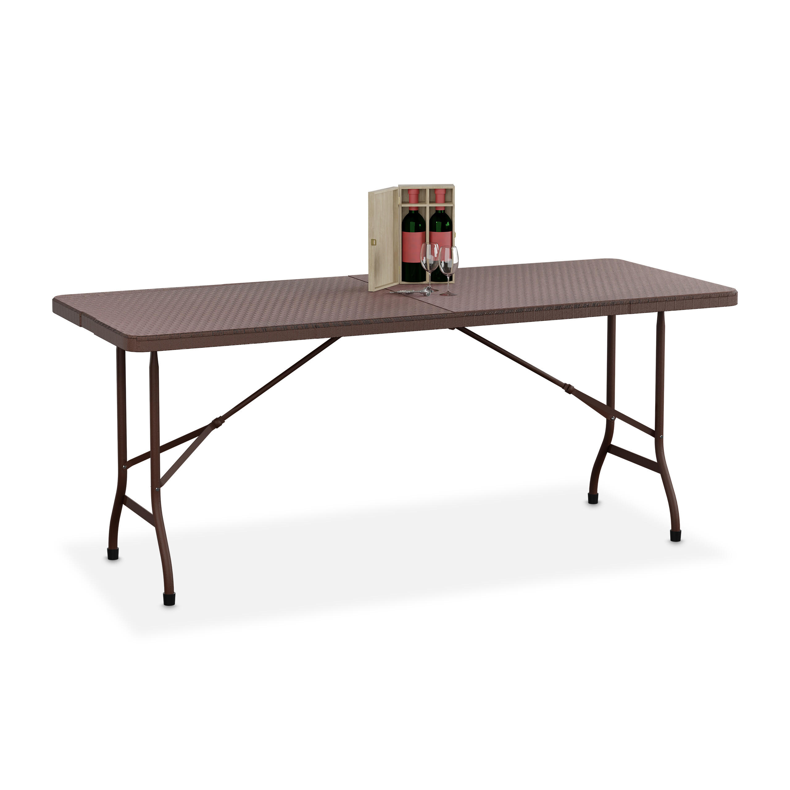 GARTENTISCH - Braun, Kunststoff/Metall (74/180/72cm) - Relaxdays