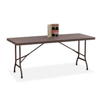 GARTENTISCH - Braun, Kunststoff/Metall (74/180/72cm) - Relaxdays