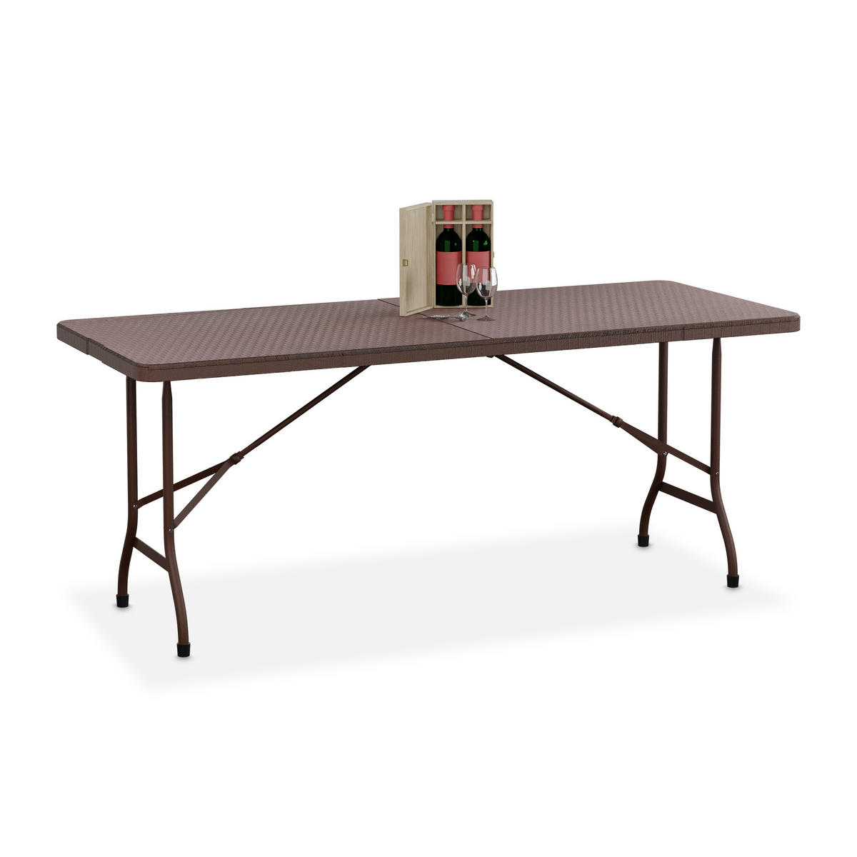 GARTENTISCH - Braun, Kunststoff/Metall (74/180/72cm) - Relaxdays