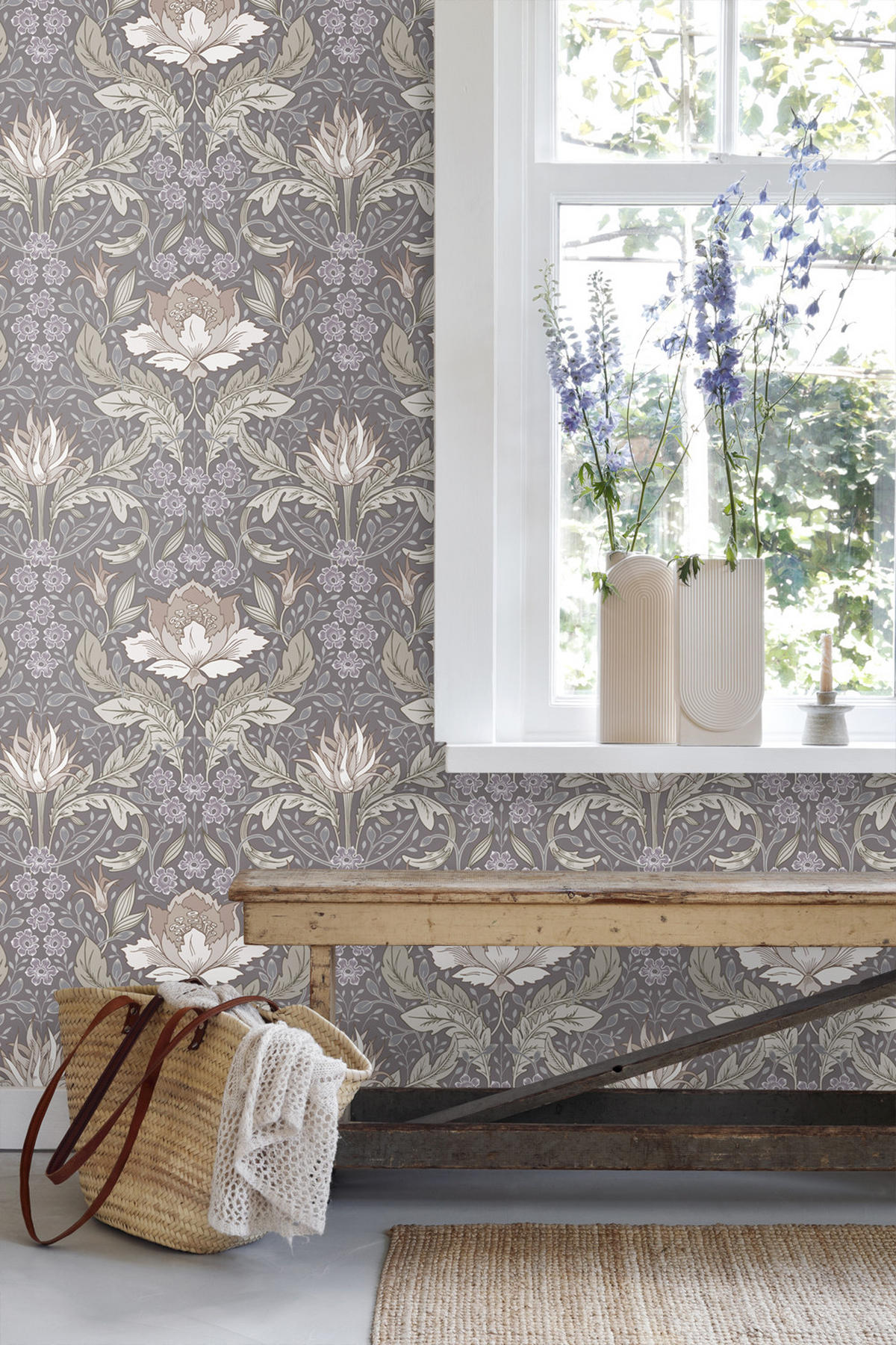 TAPETE Blumenmuster im Jugendstil 50 x 900 cm - Grün, Papier (50/900cm) - ESTAhome
