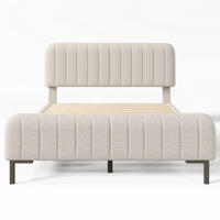POLSTERBETT 140/190 cm Doppelbett mit verstellbarem Kopfteil und Lattenrost Grau Beige - Beige/Grau, Holz/Metall