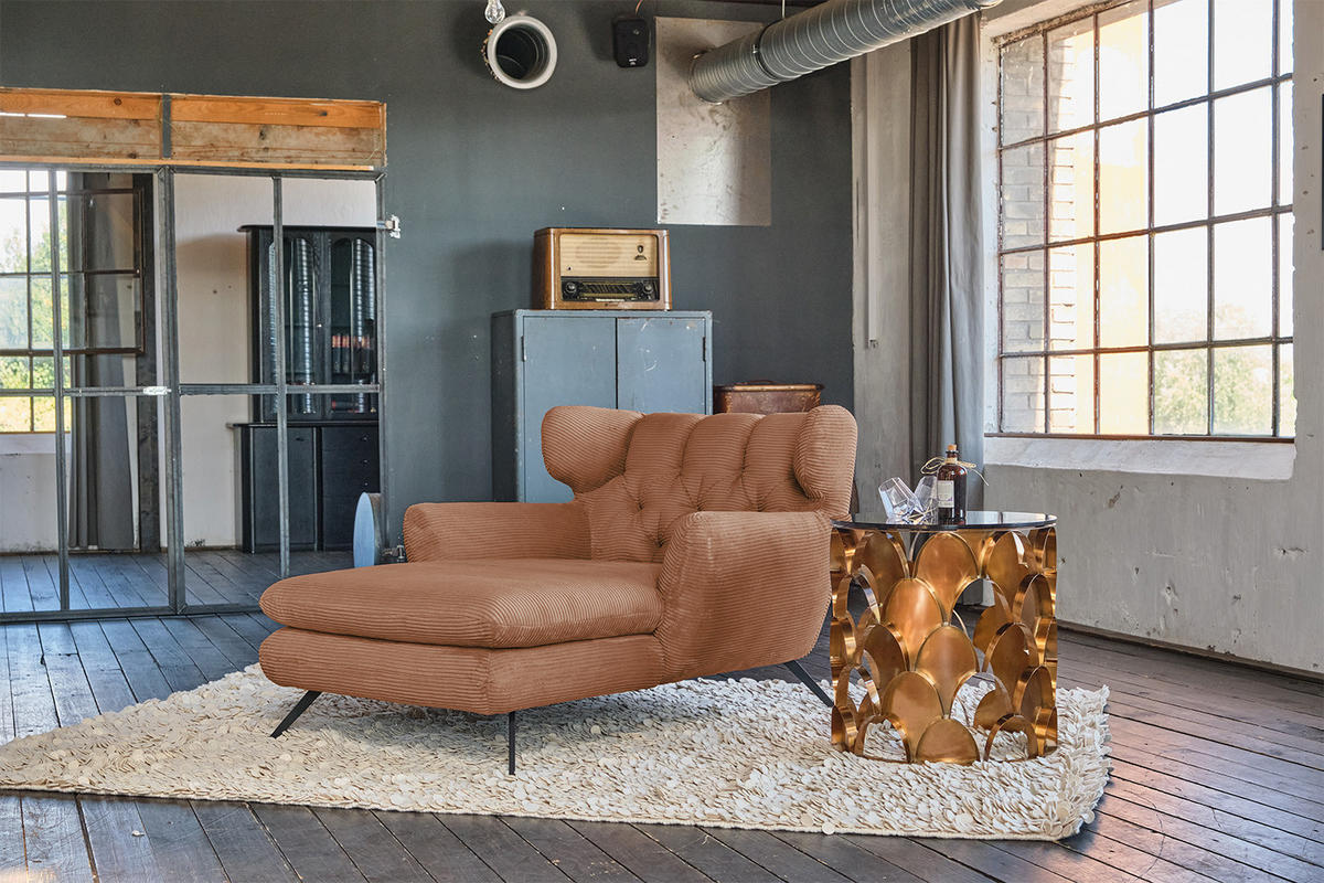 LONGSEAT CHAMRE Braun Cord - Schwarz/Braun, Textil/Metall (130/95/160cm) - KAWOLA
