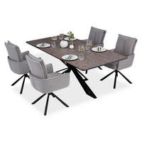 TISCHGRUPPE 200x100 cm braun schwarz mit 4 Stühle Grau - Braun, Metall (100/94/200cm) - Homestyle4u