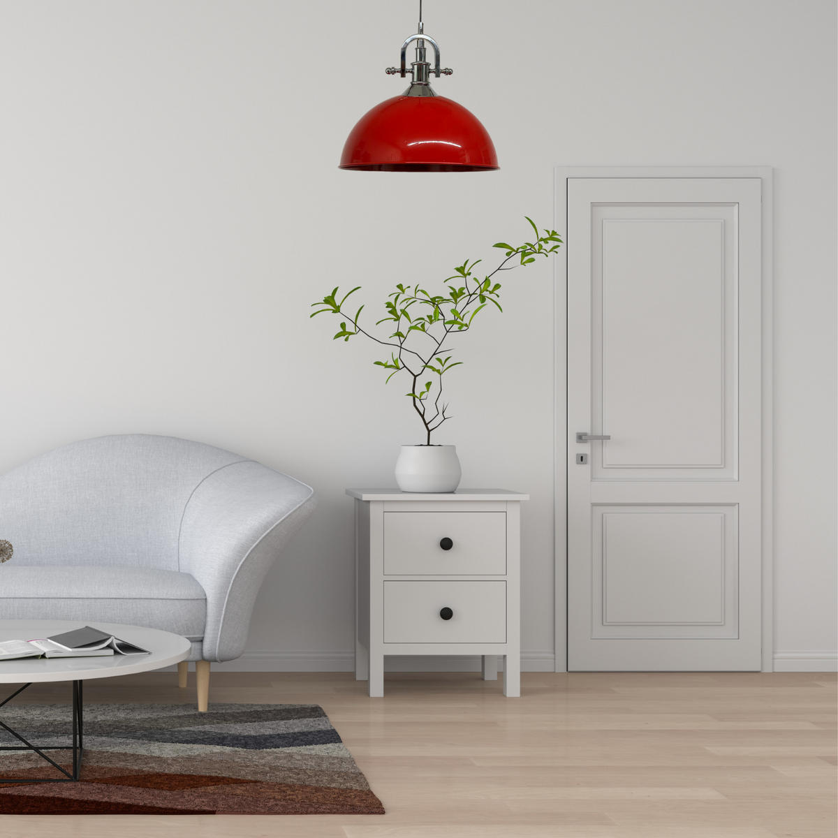 PENDELLEUCHTE Industrielle 30/20 cm - Silberfarben/Rot, Metall (30/20cm) - Bamyum