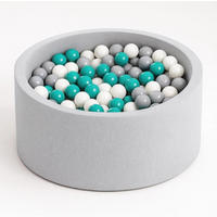BÄLLEBAD Farbmix 90 cm Durchmesser inkl. 200 Bälle - Türkis/Grau, Textil (90/30/30cm) - AngeLove