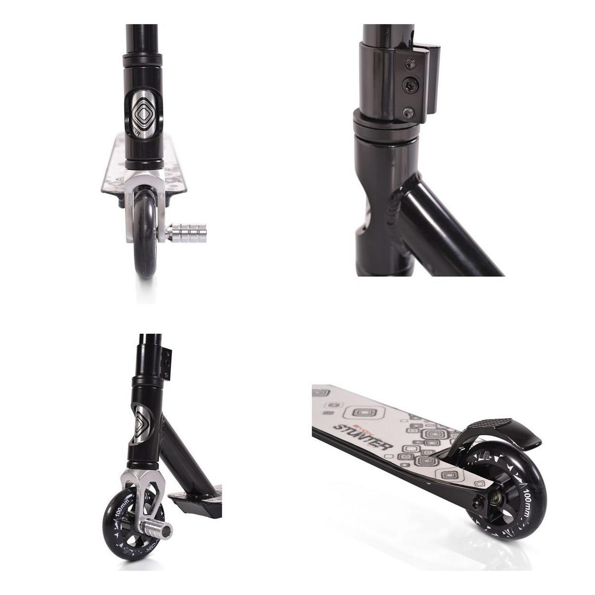 KINDERROLLER Stunter schwarz Aluminium PU Räder ABEC-9 Lenker 360° drehbar Bremse - Schwarz, Metall (68/47/85cm)