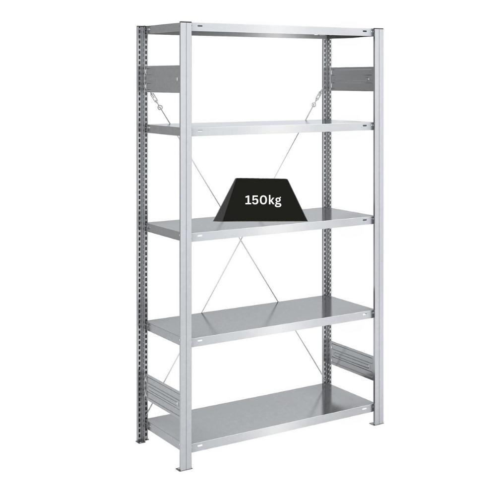 SCHWERLASTREGAL Silver Mamba 200x100x40cm 5 Ebenen je 150kg Fachlast Verzinkt - Silberfarben, Metall (100/200/40cm) - PROREGAL