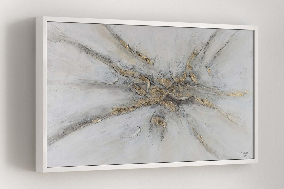 ACRYLBILD HANDGEMALT 120/60 cm - Silberfarben/Grau, Holz/Textil (2/60cm) - KUNSTLOFT