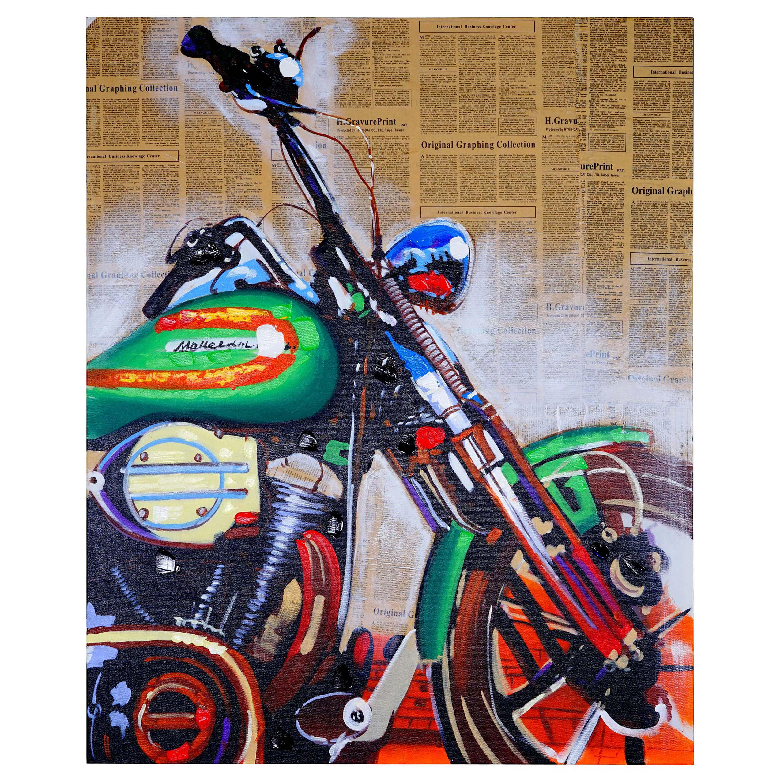 ÖLGEMÄLDE MOTORRAD HANDGEMALT Mehrfarbig - Multicolor, Textil (100/80cm) - MCW