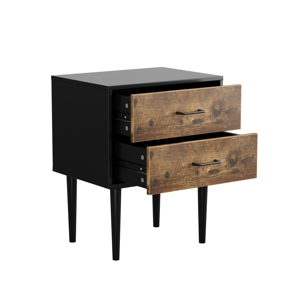 NACHTTISCH 51/66/38 cm Antikbraun aus MDF mit 2 Schubladen - Braun, Holzwerkstoff (51/66/38cm) - OKMYHOME