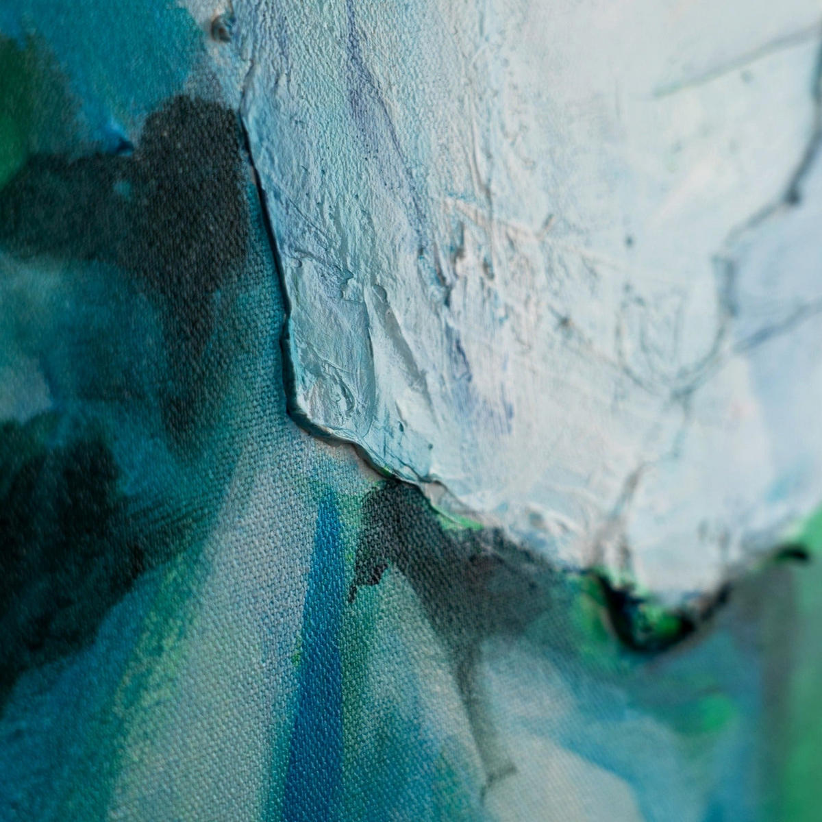 GEMÄLDE Florale Abstraktion Schattenfugenrahmen Blau 140x100 cm - Blau, Holz (140/100cm) - YS-art gallery