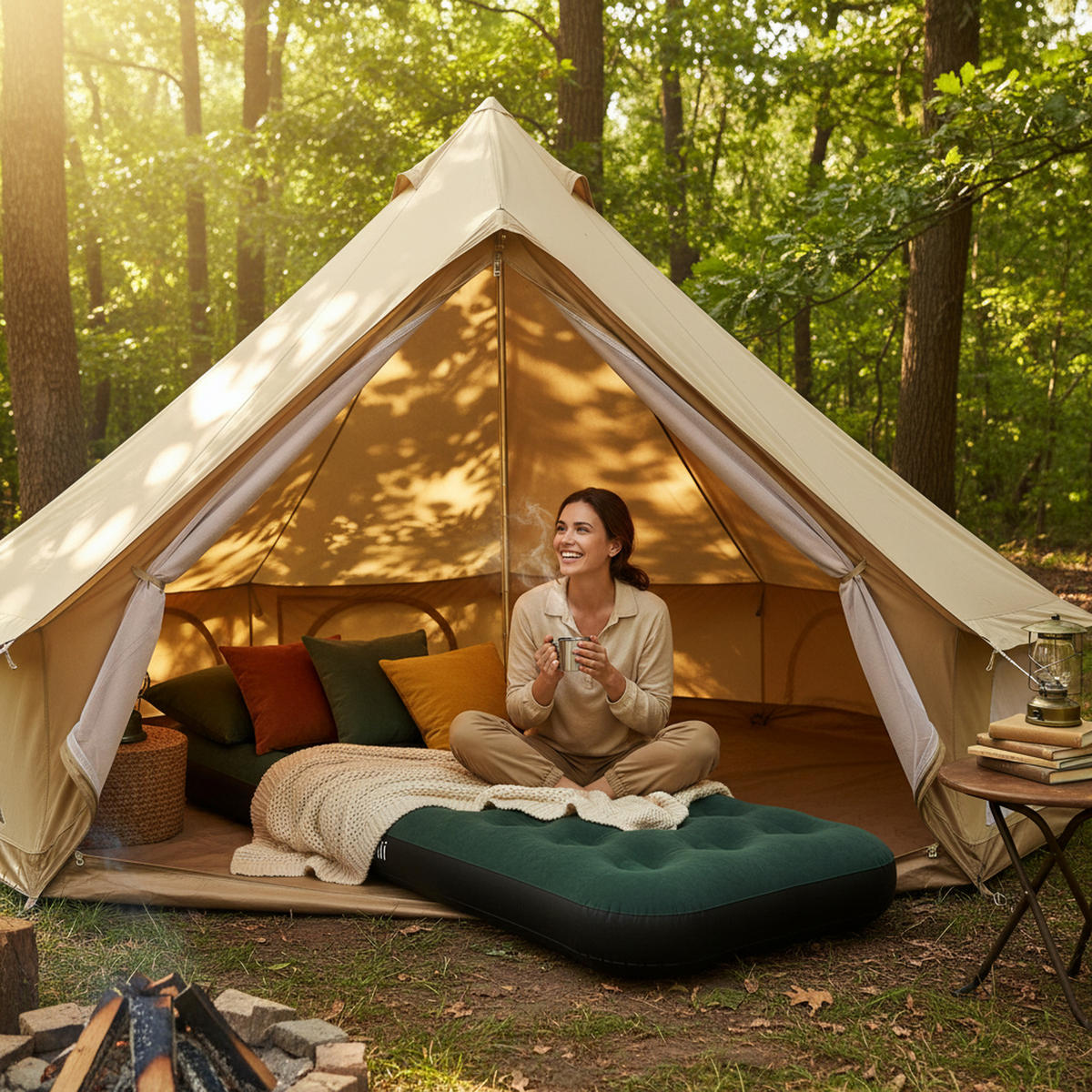LUFTBETT Luftmatratze Camping CloudCoil grün 191x73x22cm - Grün, Kunststoff (73/191cm) - Avenli