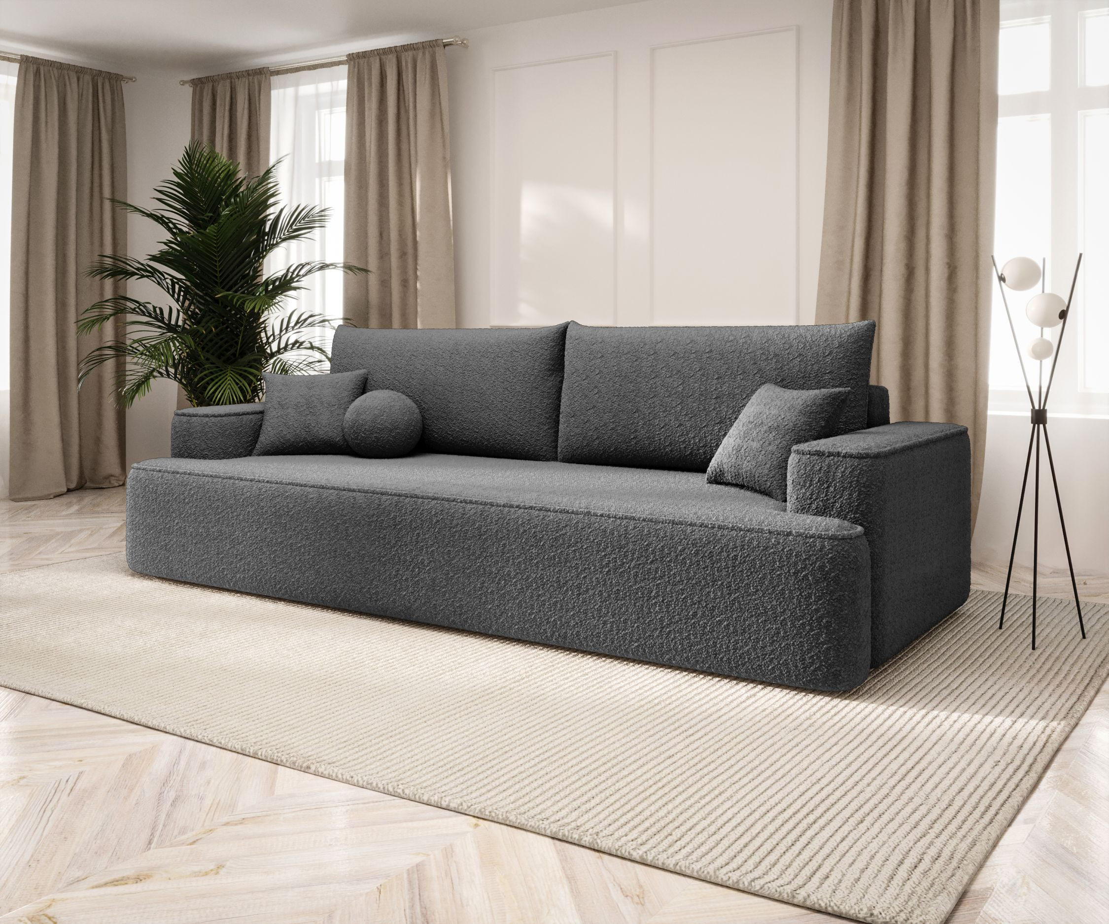 SOFA mit Schlaffunktion FIGO Quelle 92 - Dunkelgrau, Textil (250/75/150cm) - Bedante