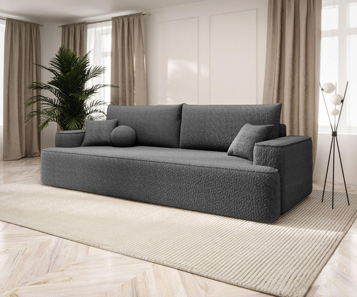 SOFA mit Schlaffunktion FIGO Quelle 92 - Dunkelgrau, Textil (250/75/150cm) - Bedante