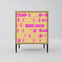 SIDEBOARD SKATEBOARD ARTISTRY, Eichefarben, 57,5x42x72,5 cm, Schwarze Metallfüße - Eichefarben/Multicolor, Holzwerkstoff/Metall (57.5/72.5/42cm) - SpaceRebels
