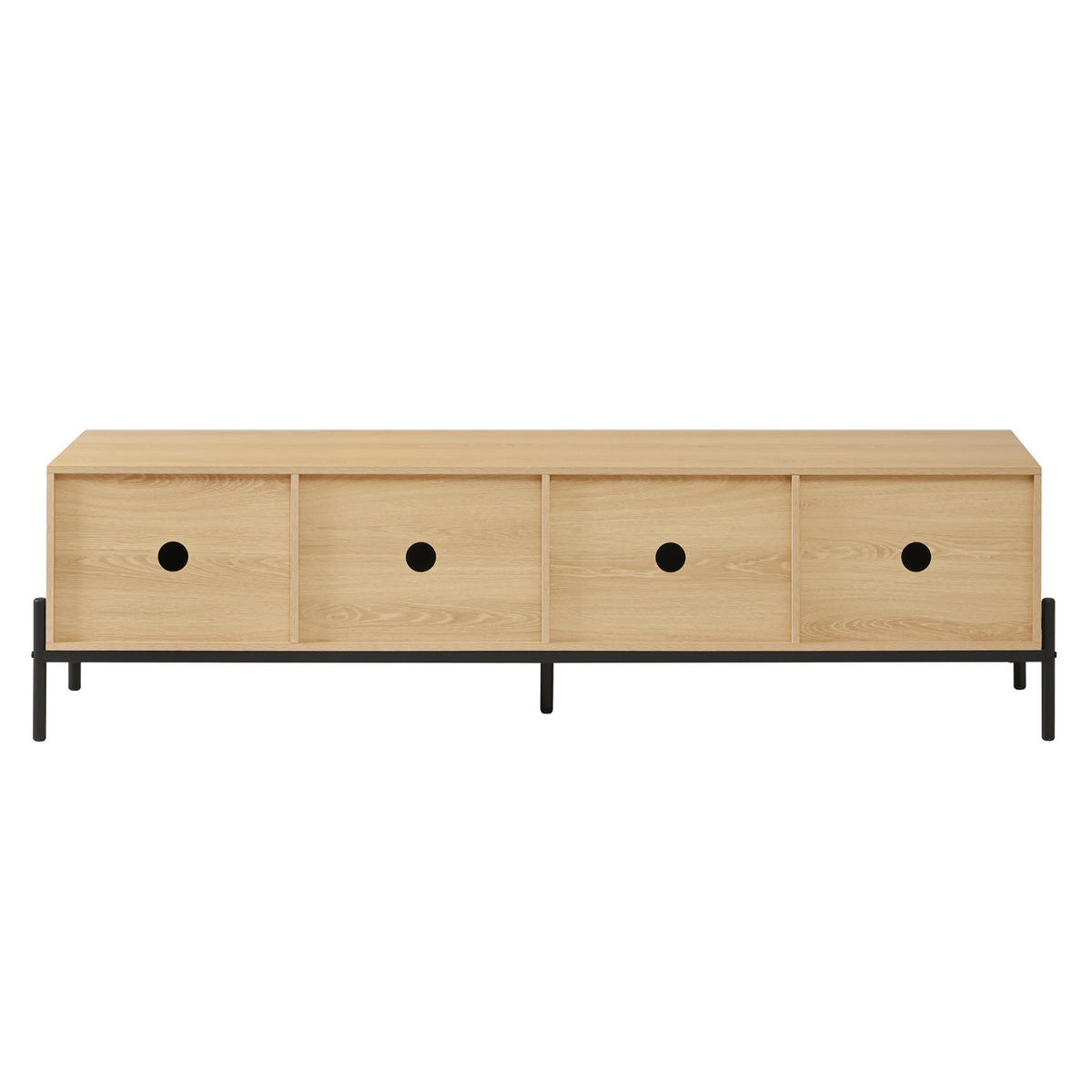 TV-LOWBOARD 163,5 x 40 x 45 cm, 4 Türen, 3D-Front, Metallfüße, modernes Design, Natur - Naturfarben, Holzwerkstoff (163/45/40cm)