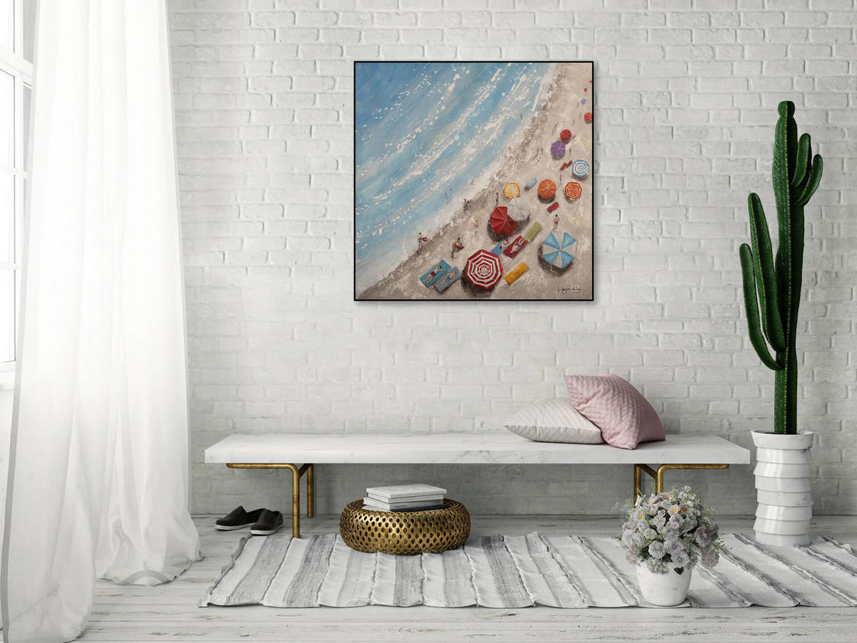 ACRYLBILD HANDGEMALT 80/80 cm - Blau/Multicolor, Holz/Textil (1.7/80cm) - KUNSTLOFT