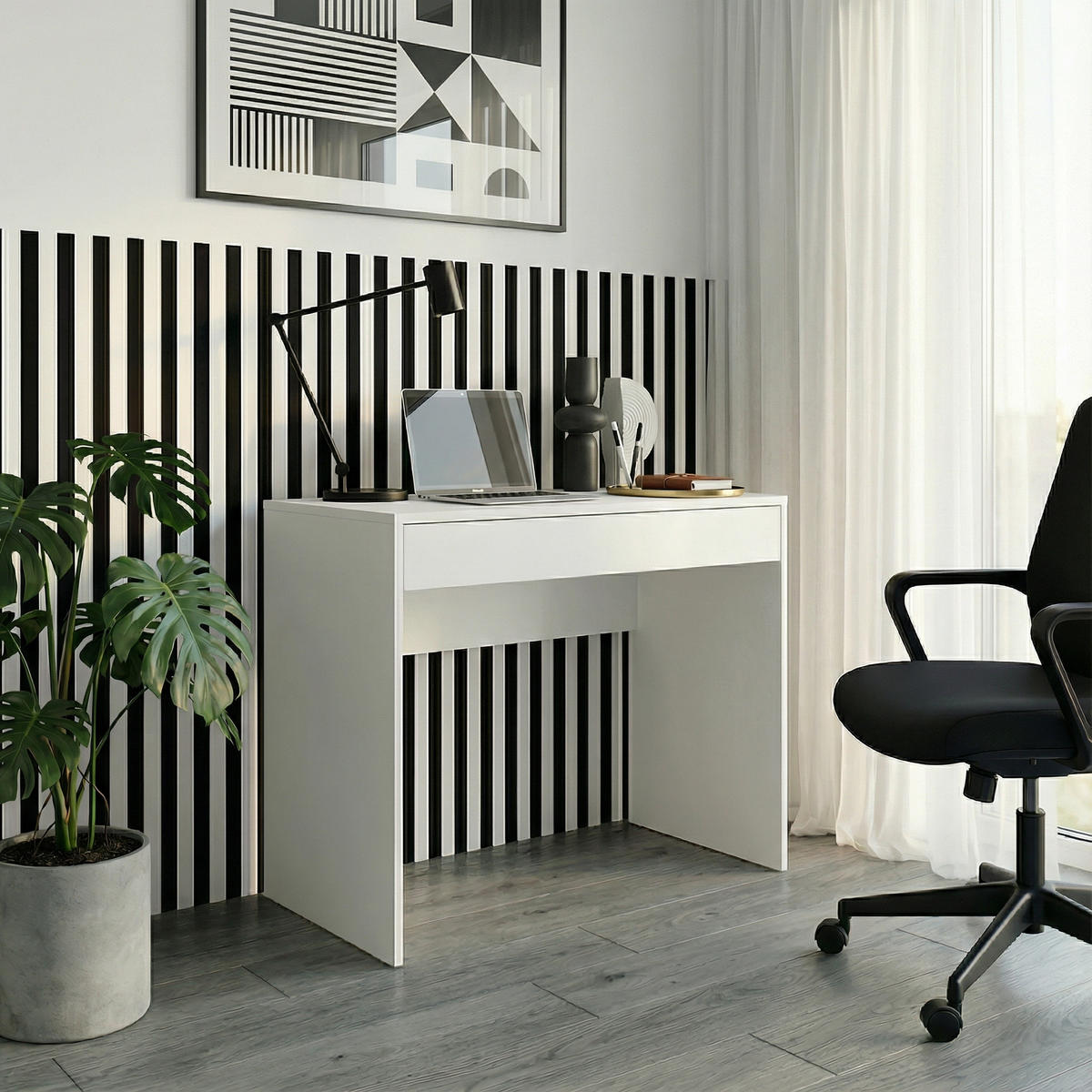 SCHREIBTISCH FORDE BRK1-1S Schubladen Weiß - Weiß, Holzwerkstoff/Kunststoff (50/75/75cm) - Komodee