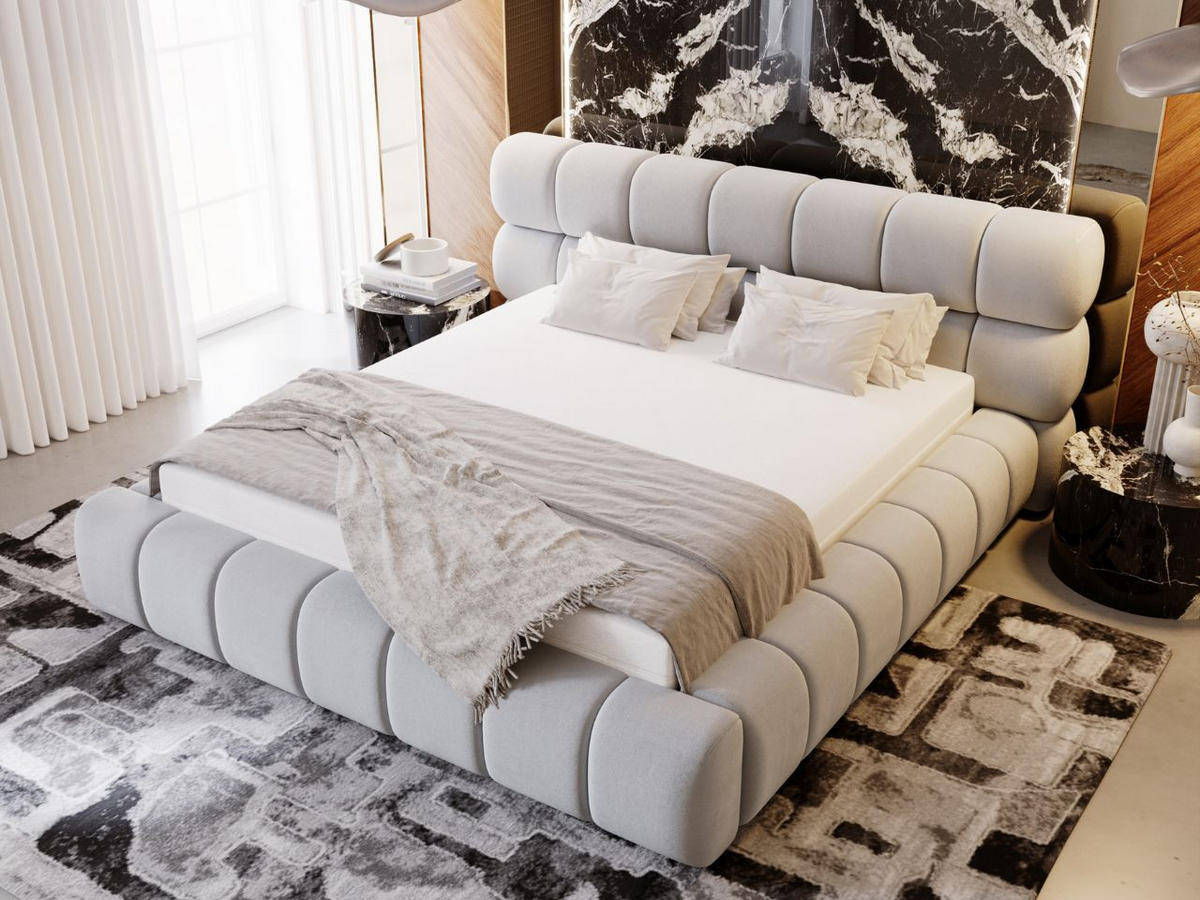 POLSTERBETT Mellow 140x200 Hellgrau - Hellgrau, Textil (140/200cm) - Graingold