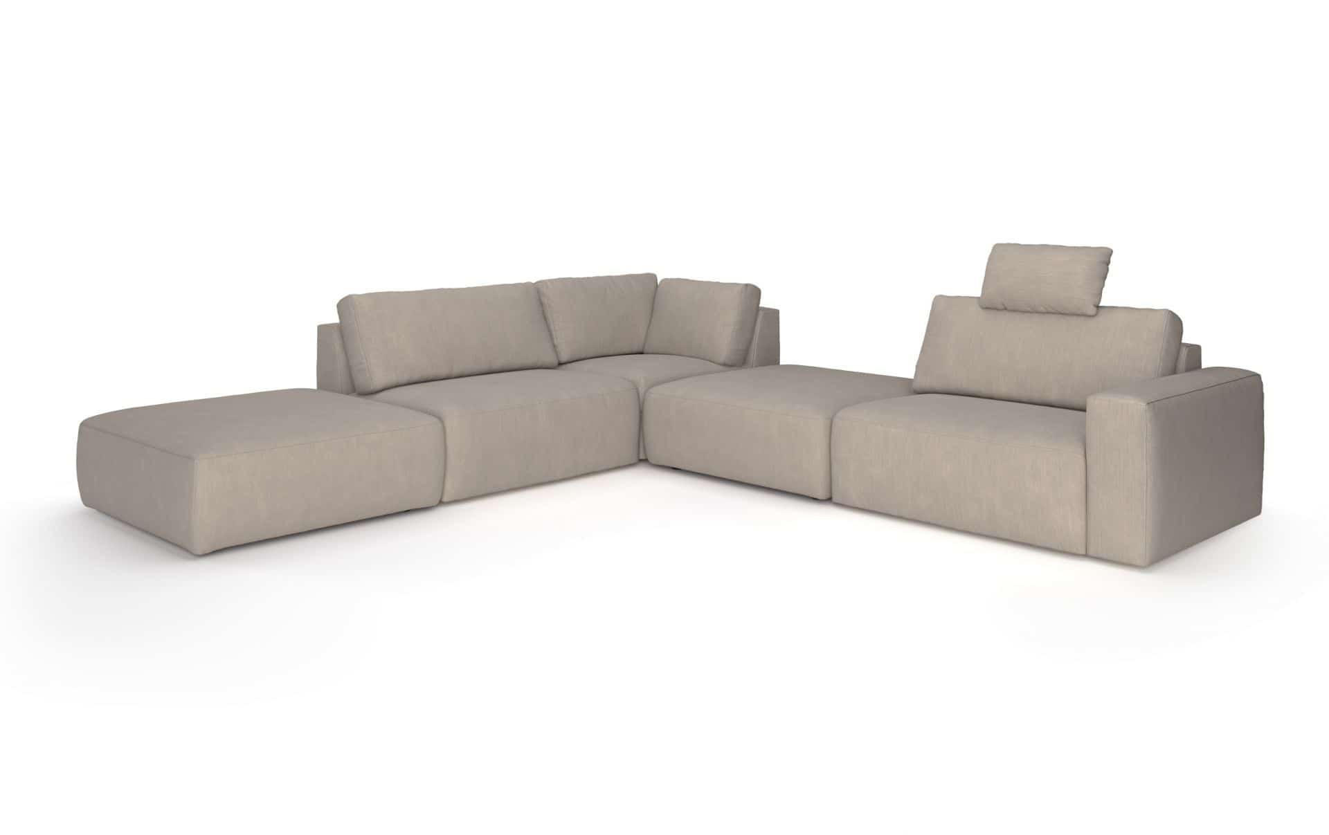 ECKSOFA hochwertige und außergewöhnliche Handwerkskunst - Beige/Schwarz, Holz/Kunststoff (345/373cm) - Cotta