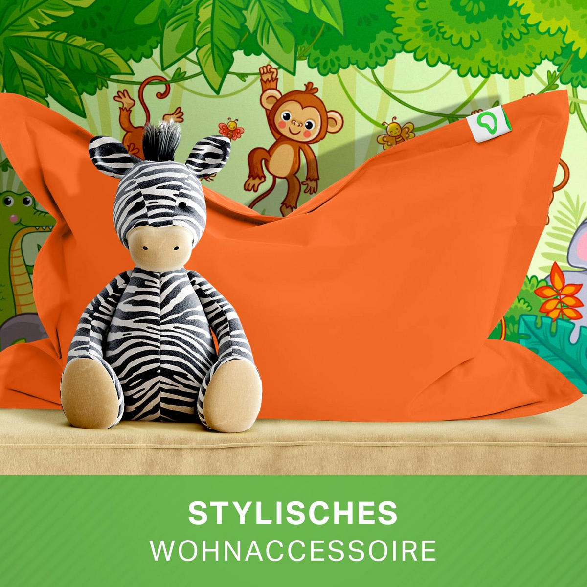 KINDER-SITZSACK 70x100cm - 70 Liter - Orange, Textil (70/10/100cm) - Green Bean