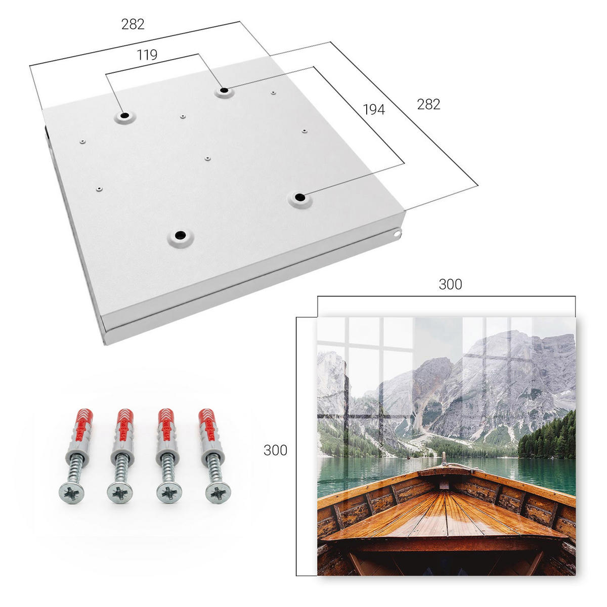 SCHLÜSSELBOX Weiß 30x30 cm – Türöffnung nach rechts - Bergsee - Türkis, Metall (30/30/5cm) - TULUP