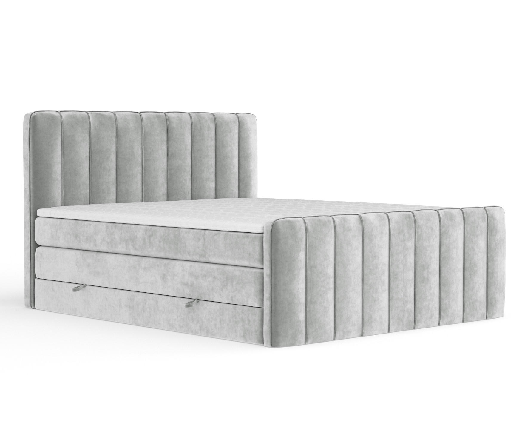 BOXSPRINGBETT Novara Hellgrau 140/200 cm - Hellgrau/Schwarz, Holz/Holzwerkstoff (140/200cm) - Maison de Reve