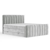 BOXSPRINGBETT Novara Hellgrau 200/200 cm - Hellgrau/Schwarz, Holz/Holzwerkstoff (200/200cm) - Maison de Reve