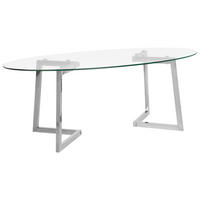COUCHTISCH Glas Silber oval Fresno - Transparent/Silberfarben, Glas (60/120/45cm) - Beliani