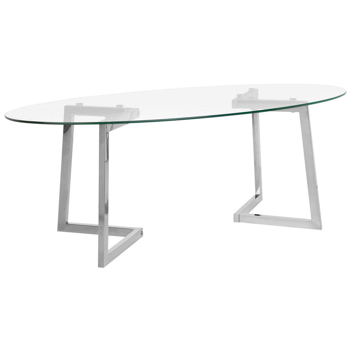 COUCHTISCH Glas Silber oval Fresno - Transparent/Silberfarben, Glas (60/120/45cm) - Beliani