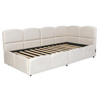 POLSTERBETT aus Samt 90x200 cm in Beige mit Stauraum & USB-Anschlüssen - Beige, Textil (90/200cm) - Modfu