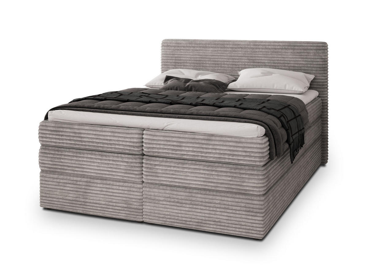 POSTEL BOXSPRING LUNERA 160x200 cm, s matrací a úložným prostorem, světle šedá - světle šedá, kompozitní dřevo/textil (160/200cm) - MASSENO