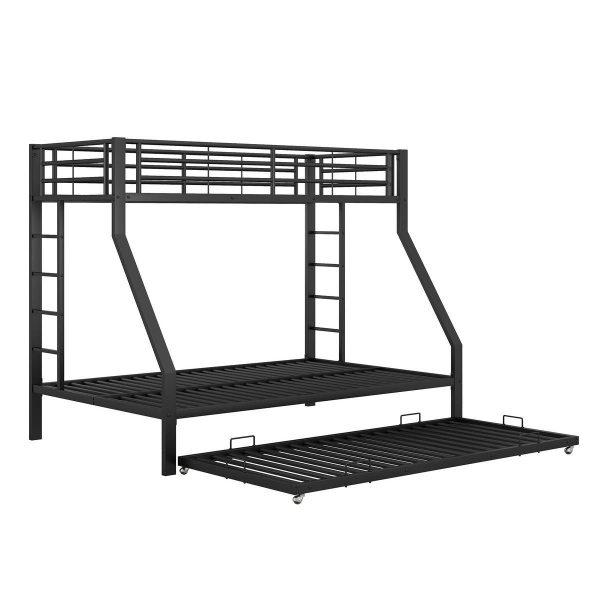 ETAGENBETT 90/140/200 cm aus Metall mit ausziehbarem Bett Schwarz - Schwarz, Metall (90/190cm) - Modenvie
