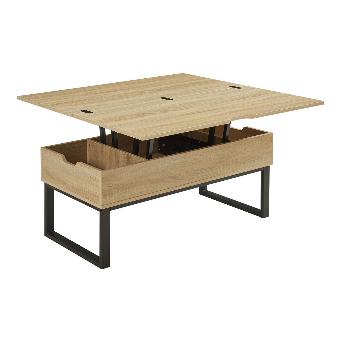 COUCHTISCH Rauli 100/50/47 cm - Eichefarben, Holzwerkstoff/Metall (50/100/47cm) - [en.casa]