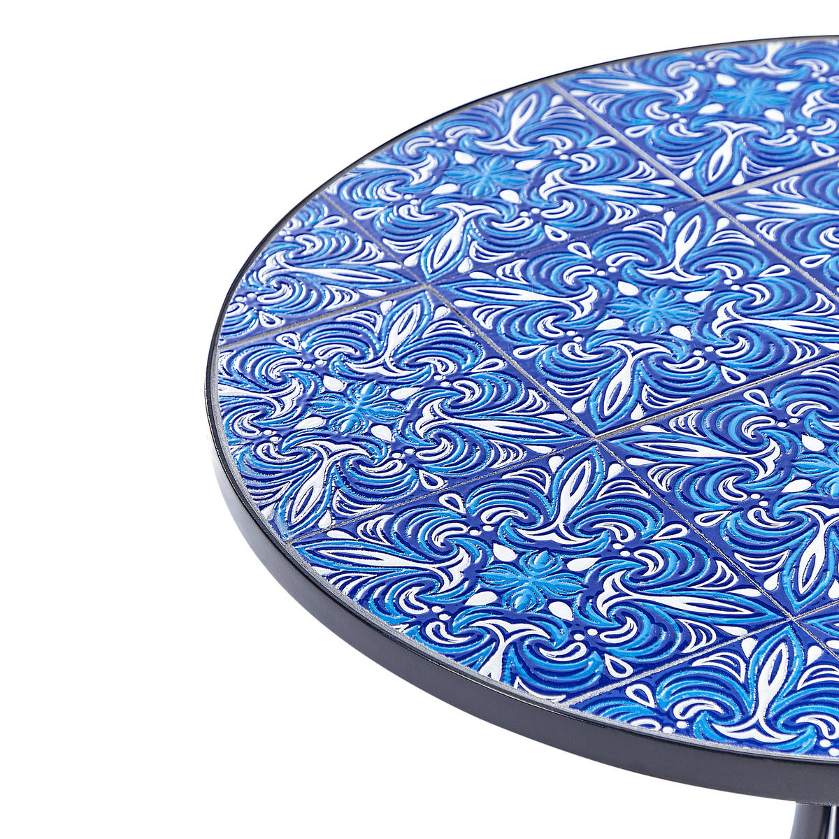 GARTENTISCH Keramik Schwarz Cigliano - Blau/Schwarz, Metall (75/60/60cm) - Beliani