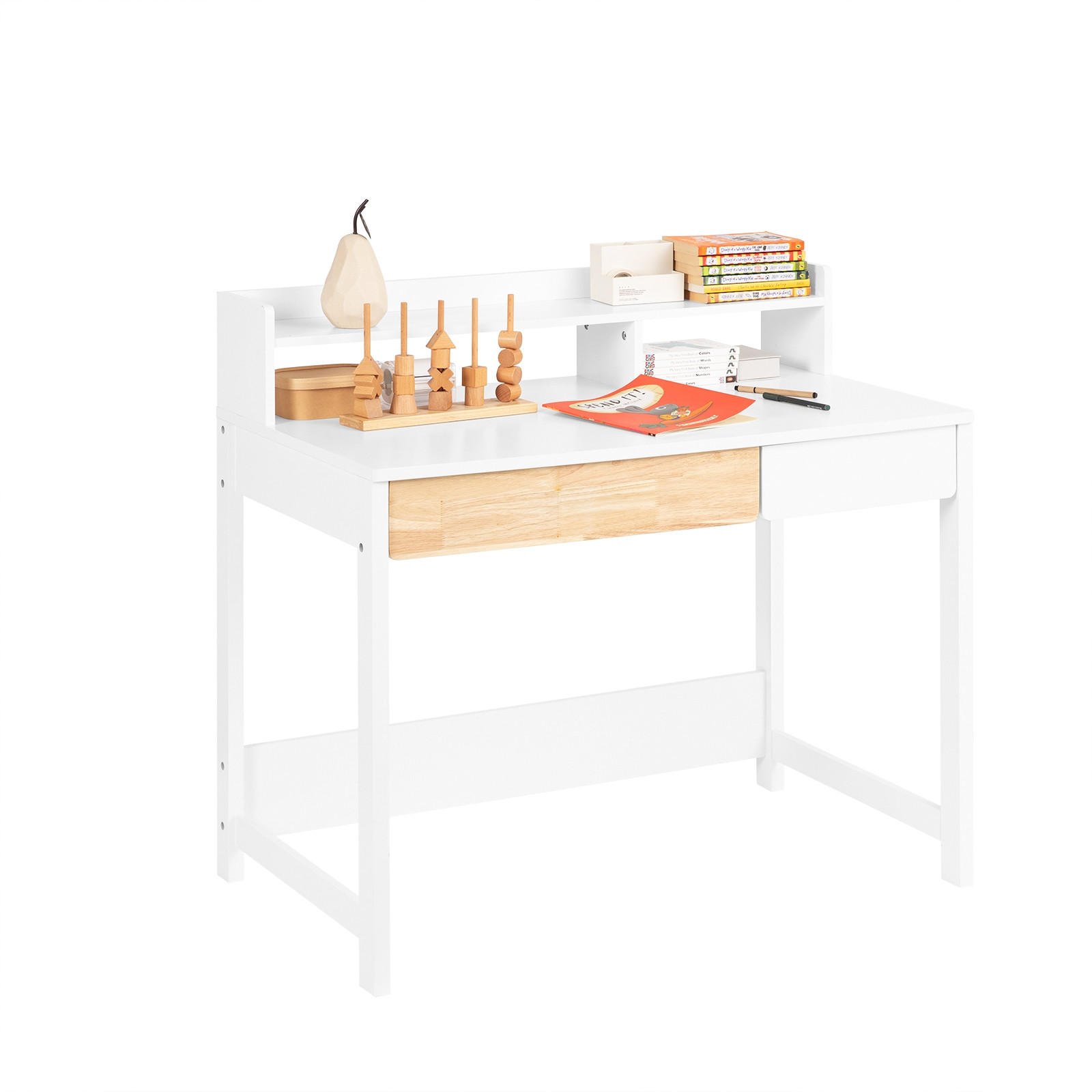 SCHREIBTISCH Weiß-Natur - Weiß/Naturfarben, Holzwerkstoff (59/100/95cm) - SoBuy