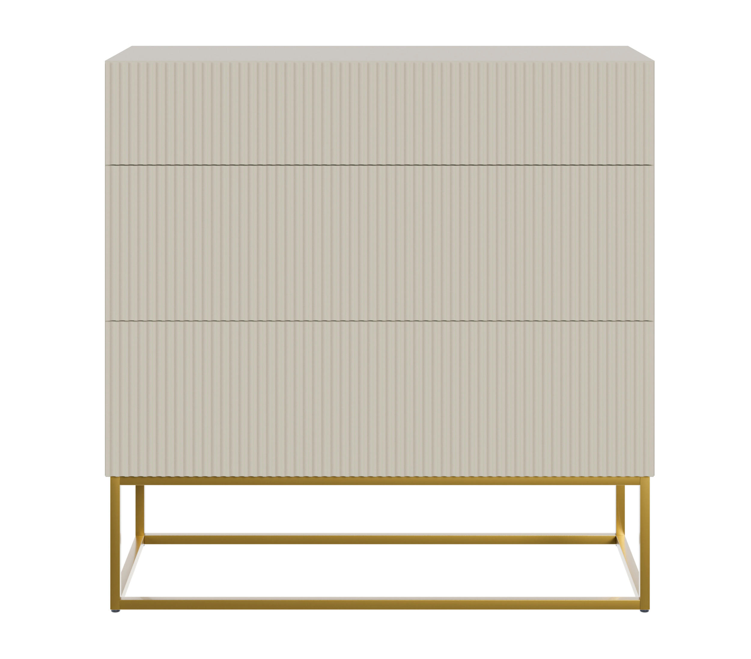 KOMMODE Veldio Greige mit 3 Schubladen 90 cm - Taupe/Goldfarben, Holzwerkstoff/Metall (90/90/38cm) - Selsey