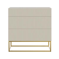 KOMMODE Veldio Greige mit 3 Schubladen 90 cm - Taupe/Goldfarben, Holzwerkstoff/Metall (90/90/38cm) - Selsey