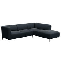 2,5-SITZER ECKSOFA mit Ottomane - Schwarz/Grau, Textil/Metall (252/205cm) - home24