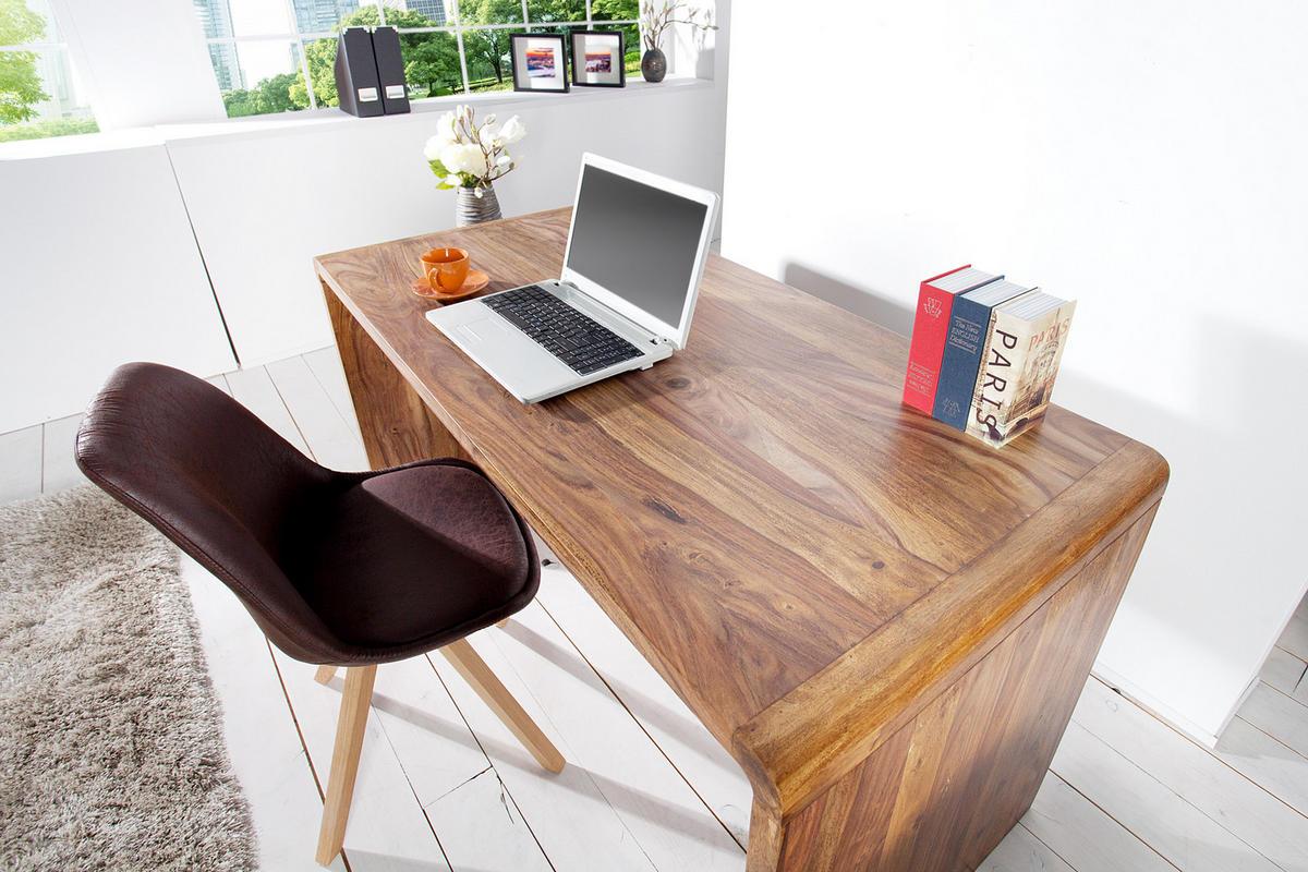 SCHREIBTISCH CUBUS Sheesham Natur 120 cm - Naturfarben, Holz (60/120/80cm) - riess-ambiente