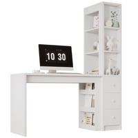 SCHREIBTISCH mit Bücherregal MDF 150x50x180 cm - Weiß, Holzwerkstoff (50/150/180cm) - Gisaae