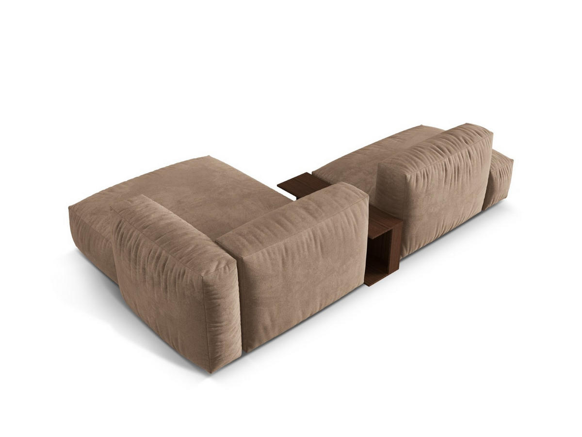ECKSOFA modular rechts Martina aus Samt dunkelbeige 2 Sitzplätze - Mokka, Textil (176/285cm) - Micadoni