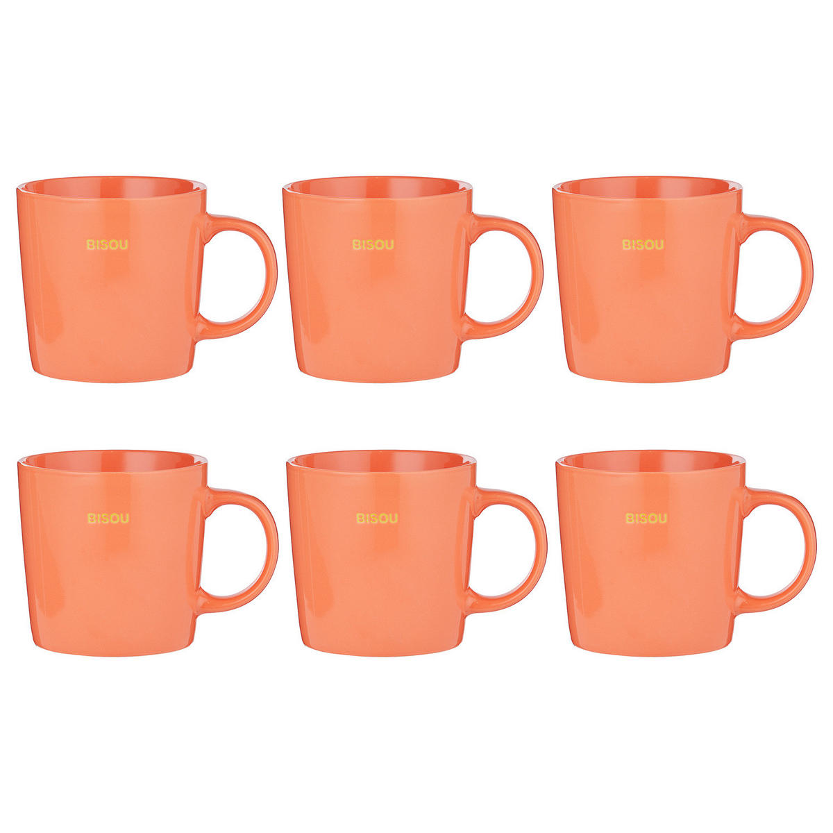 TASSE (6er-Set) Good Vibes Bisou - Orange, Keramik (0.4L) - Butlers